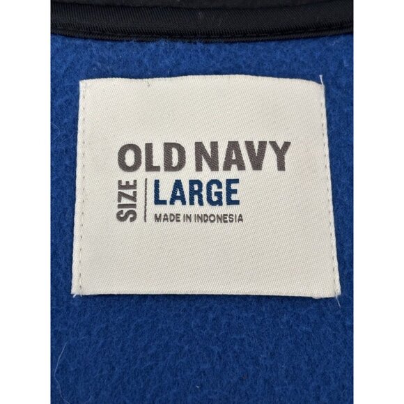 Old Navy Mens Large Fleece Zip-Up Track Jacket Blue & Black 100% Polyester New W - Picture 3 of 4
